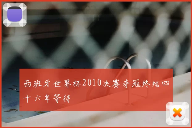 西班牙世界杯2010决赛夺冠终结四十六年等待
